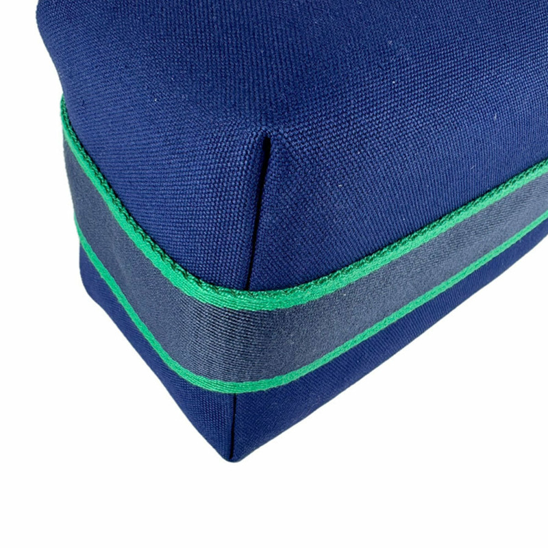 愛馬仕 HERMES 新娘手袋 黑色 PM 帆布 海軍藍 女款 z9410-7