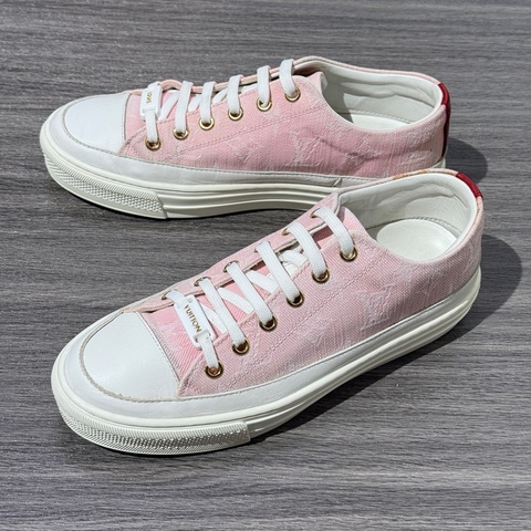 LOUIS VUITTON Stellar logo花卉印花 低幫 帆布鞋 女款 粉色35.5碼
