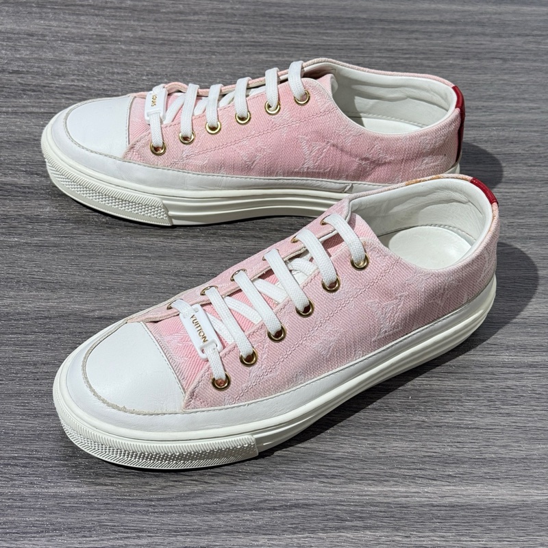 LOUIS VUITTON Stellar logo花卉印花 低幫 帆布鞋 女款 粉色35.5碼-0