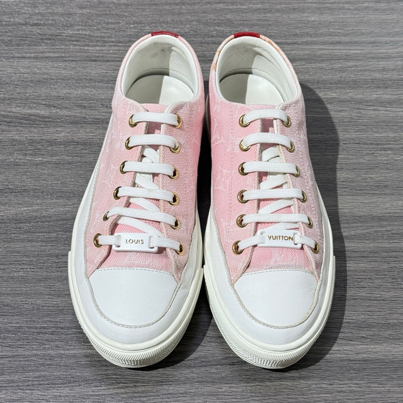 LOUIS VUITTON Stellar logo花卉印花 低幫 帆布鞋 女款 粉色35.5碼-3