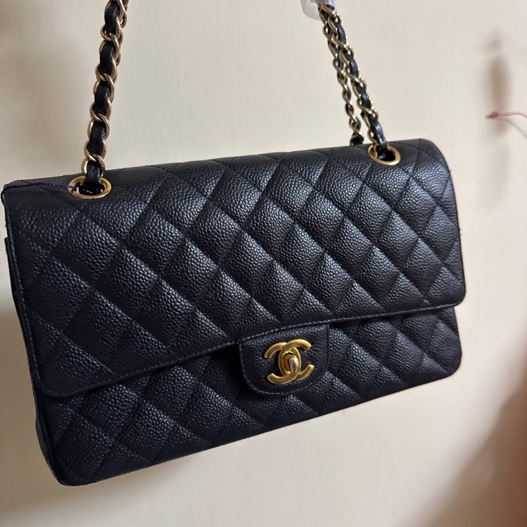 香奈兒口蓋包中號牛皮CHANEL CF25 caviar-1