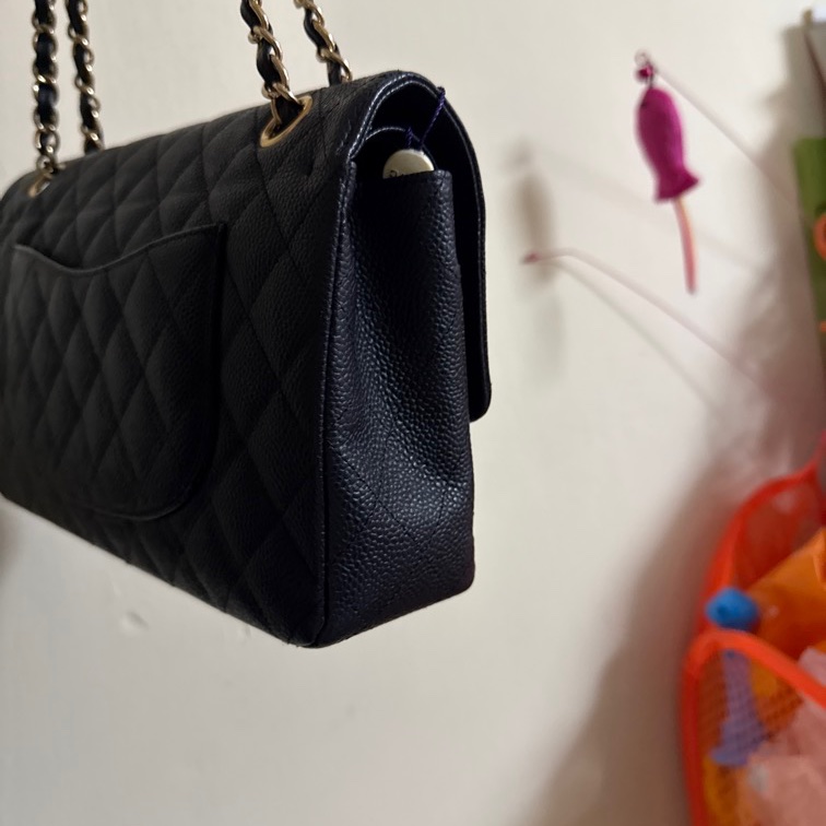 香奈兒口蓋包中號牛皮CHANEL CF25 caviar-2