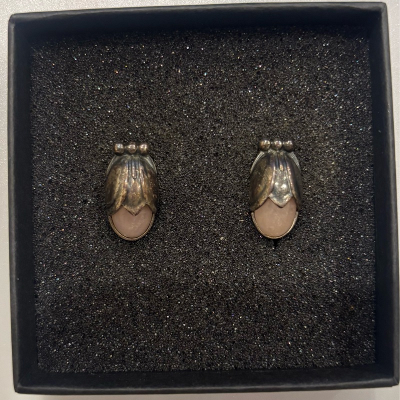 Georg Jensen 喬治傑生 2011 年度紀念款套組（玫瑰石項鍊及夾式耳環）-4