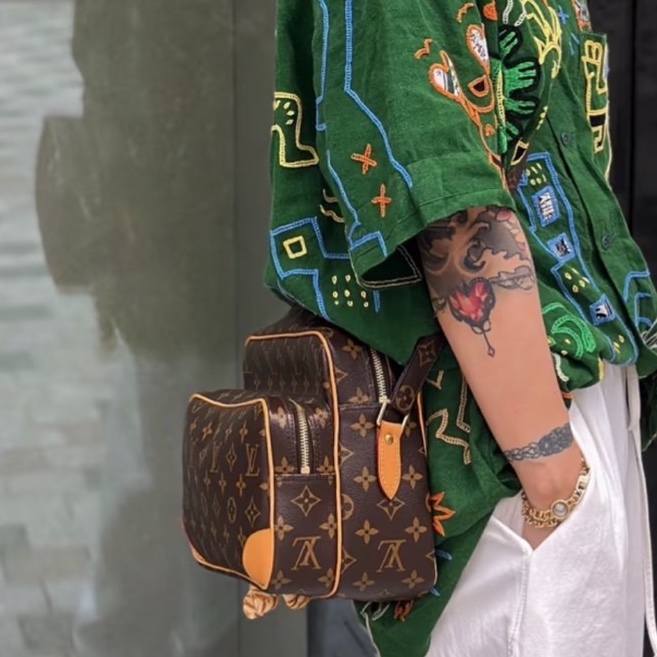 LouisVuitton 路易威登經典老花橫版雙層相機包-4