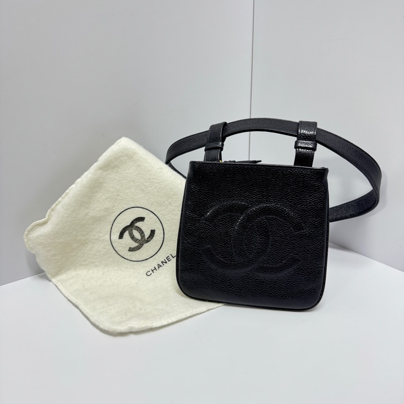 （極新🆕） Chanel 黑金魚子醬牛皮 腰帶腰包 【專櫃9萬多】-2
