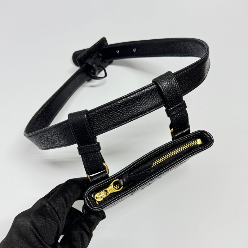 （極新🆕） Chanel 黑金魚子醬牛皮 腰帶腰包 【專櫃9萬多】-6