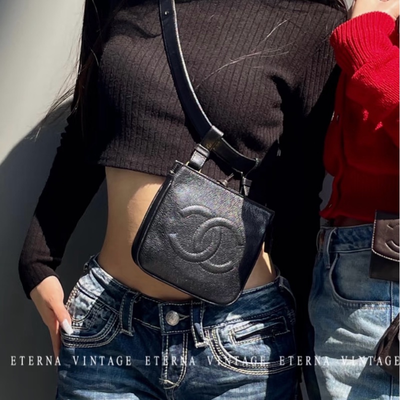 （極新🆕） Chanel 黑金魚子醬牛皮 腰帶腰包 【專櫃9萬多】-9