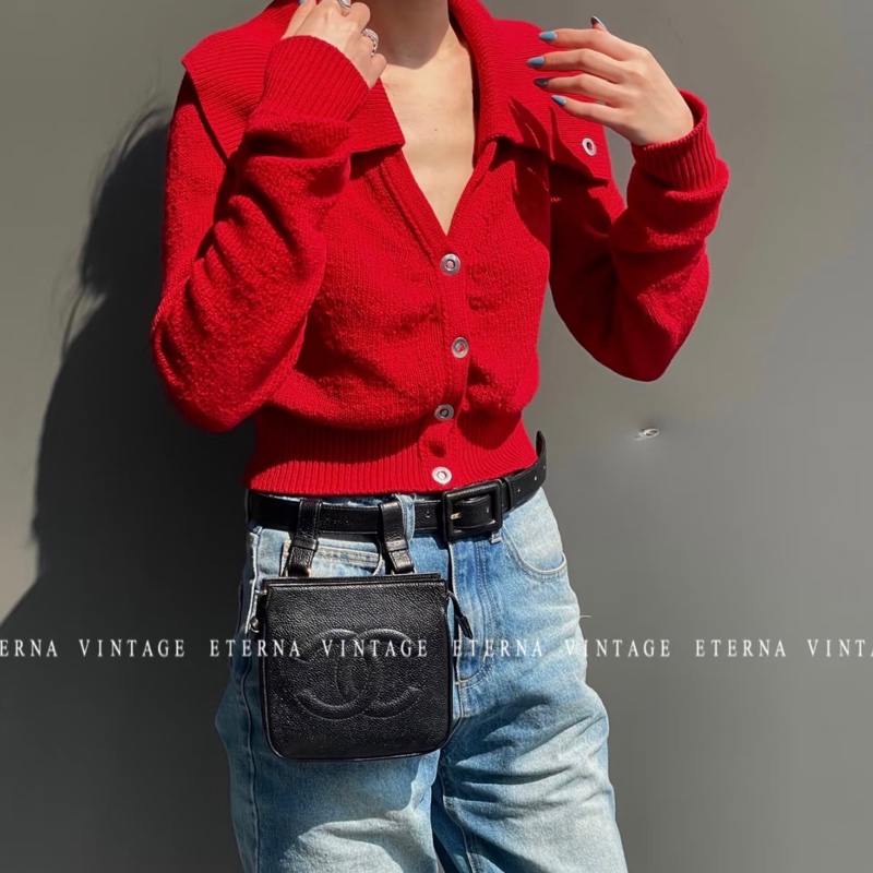 （極新🆕） Chanel 黑金魚子醬牛皮 腰帶腰包 【專櫃9萬多】-10