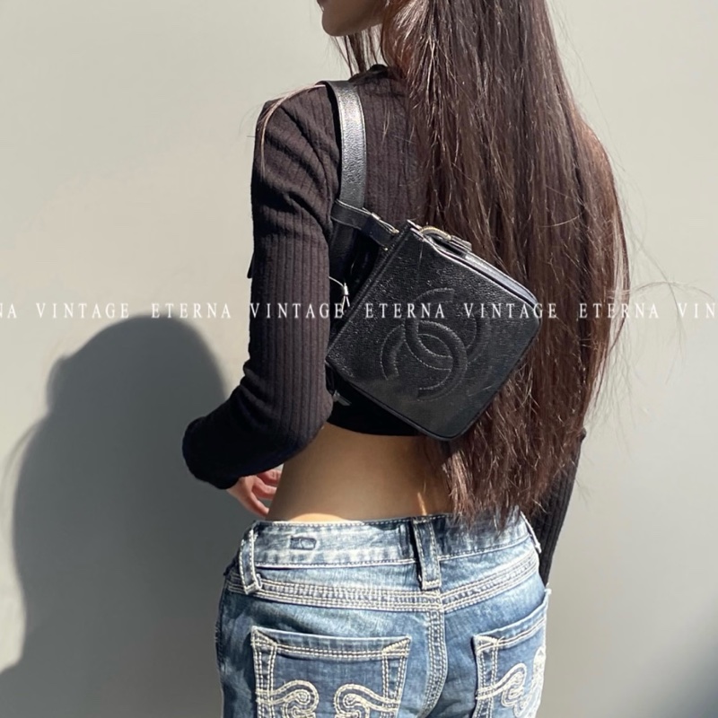 （極新🆕） Chanel 黑金魚子醬牛皮 腰帶腰包 【專櫃9萬多】-11