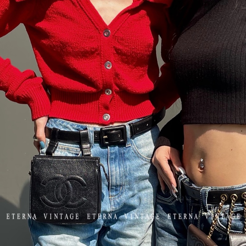 （極新🆕） Chanel 黑金魚子醬牛皮 腰帶腰包 【專櫃9萬多】-12