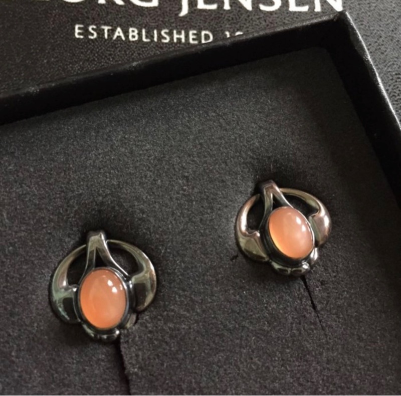 Georg Jensen 喬治傑生2006 年度耳環（夾式，橘月光石）-0