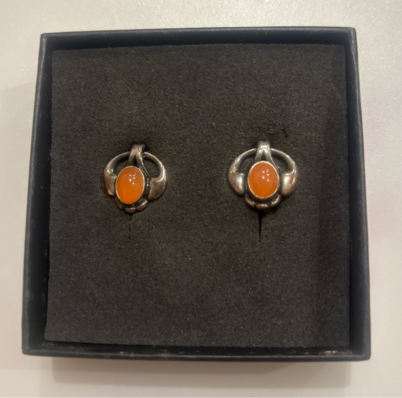 Georg Jensen 喬治傑生2006 年度耳環（夾式，橘月光石）-1
