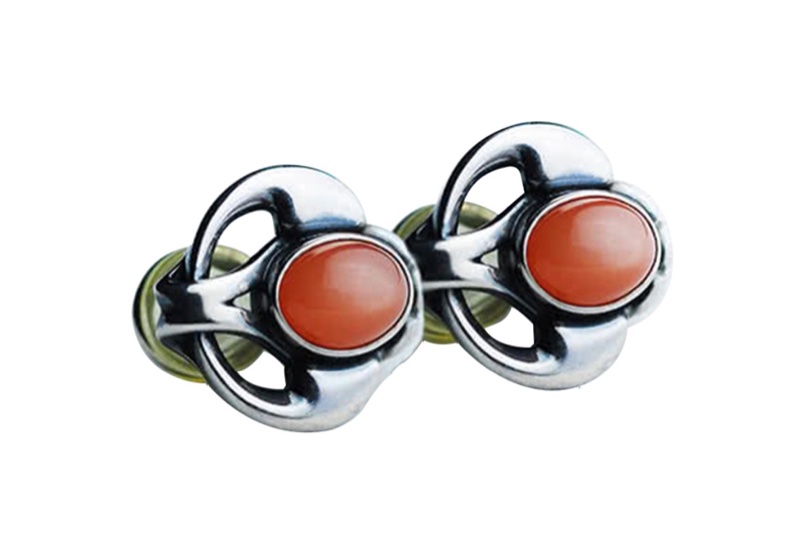 Georg Jensen 喬治傑生2006 年度耳環（夾式，橘月光石）-3