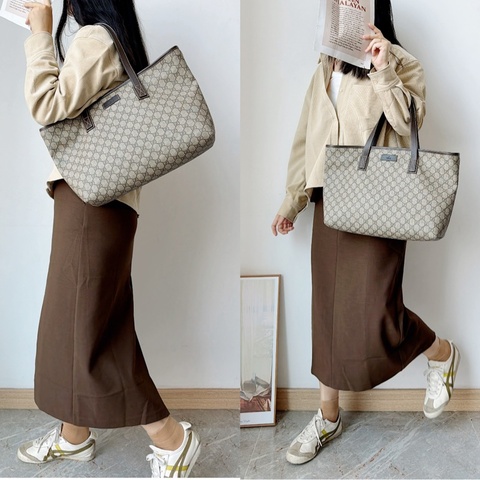 【容量王者✨價錢超優惠🤭】Gucci奶茶色老花托特 Tote Bag