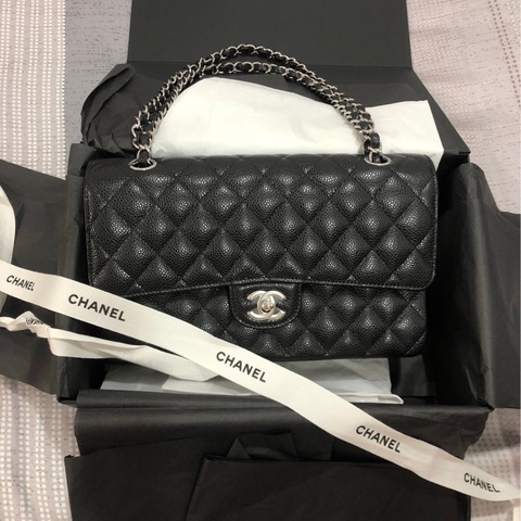 Chanel Classic Flap 經典黑色 25公分 荔枝牛銀釦鏈🇮🇹保卡款