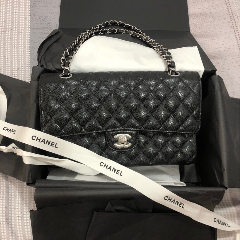 Chanel Classic Flap 經典黑色 25公分 荔枝牛銀釦鏈🇮🇹保卡款-0