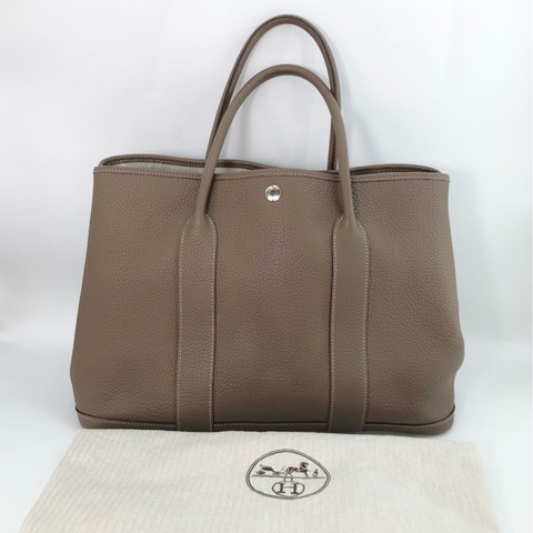 愛馬仕Hermes 全皮 大象灰色 GD花園包36 garden party36 手提包單肩包