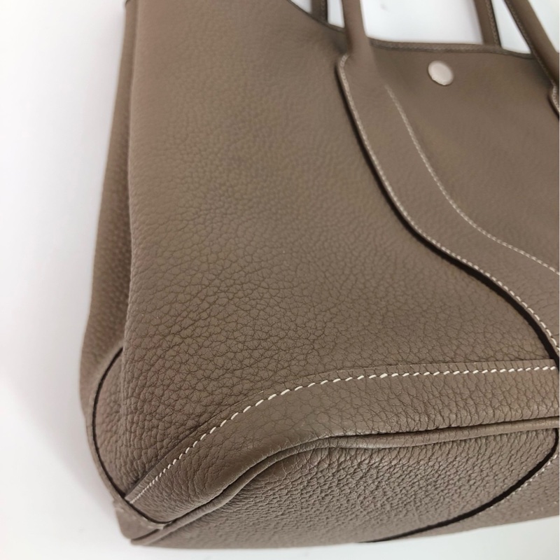 愛馬仕Hermes 全皮 大象灰色 GD花園包36 garden party36 手提包單肩包-1