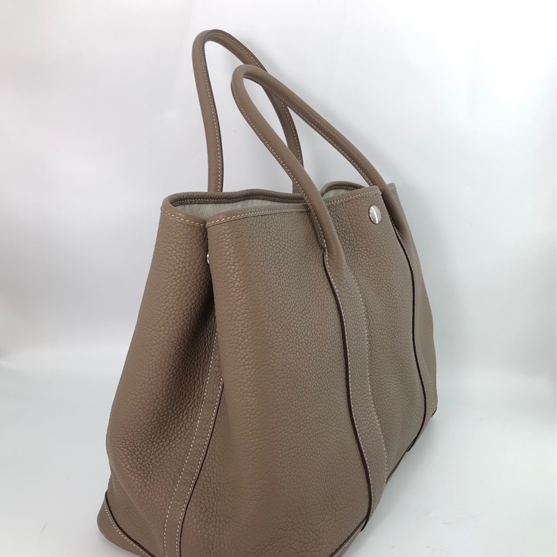 愛馬仕Hermes 全皮 大象灰色 GD花園包36 garden party36 手提包單肩包-2
