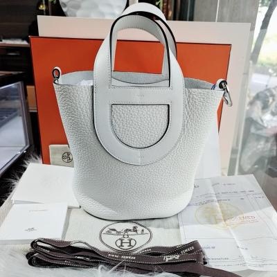 Hermes/愛馬仕 白色In the loop 18豬鼻子菜籃子-0