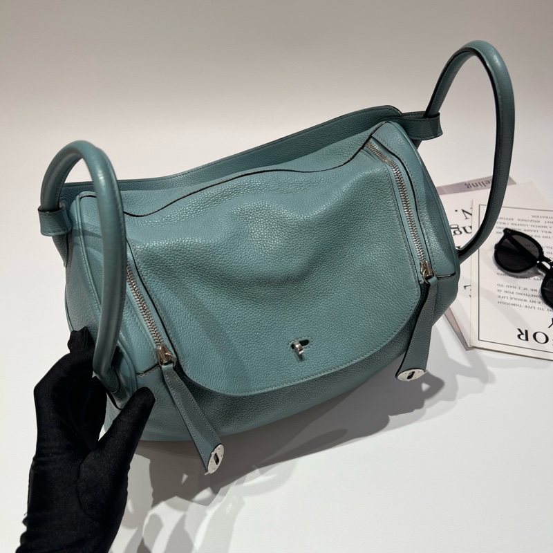 Hermes 愛馬仕 Lindy34 馬卡龍藍 銀扣-5