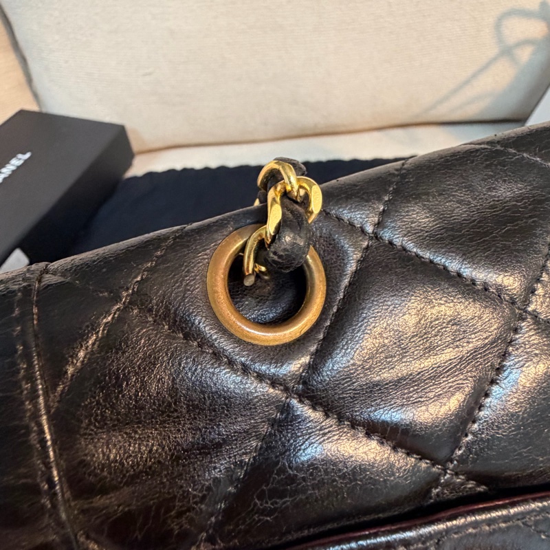 Chanel 香奈兒 cf vintage 老香 巴黎限定 金銀扣 金鏈 尺寸：28*18*6-16