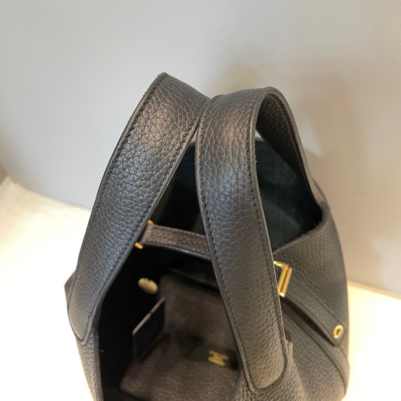 Hermes/愛馬仕  黑金picotin菜籃子18牛皮手提包-5