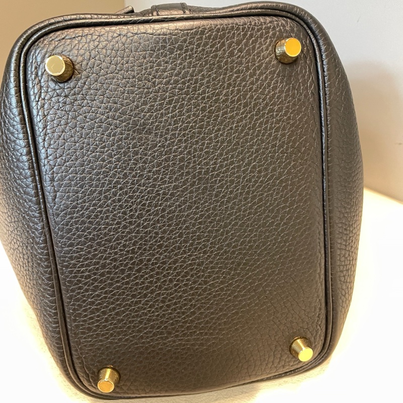 Hermes/愛馬仕  黑金picotin菜籃子18牛皮手提包-7