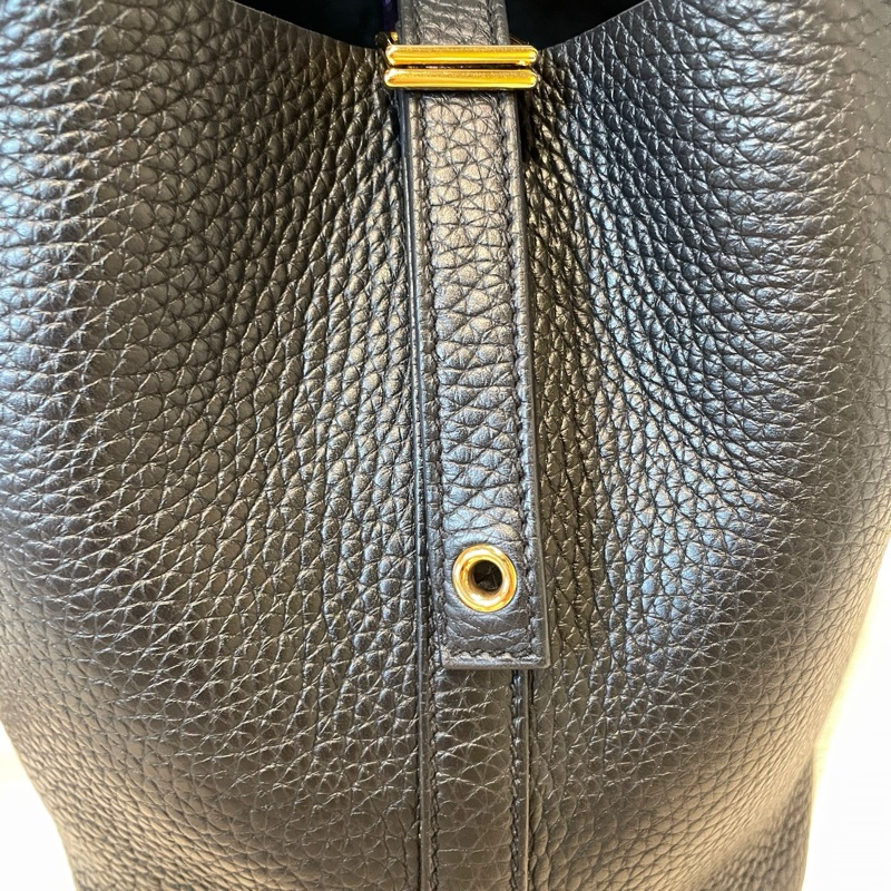 Hermes/愛馬仕  黑金picotin菜籃子18牛皮手提包-8