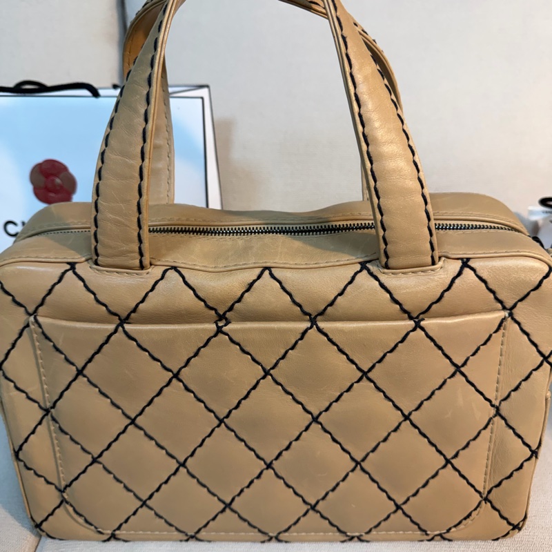 Chanel 香奈兒  粗縫線 手提 波士頓包  32*20*15-1