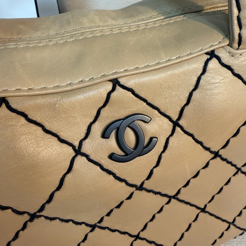 Chanel 香奈兒  粗縫線 手提 波士頓包  32*20*15-2