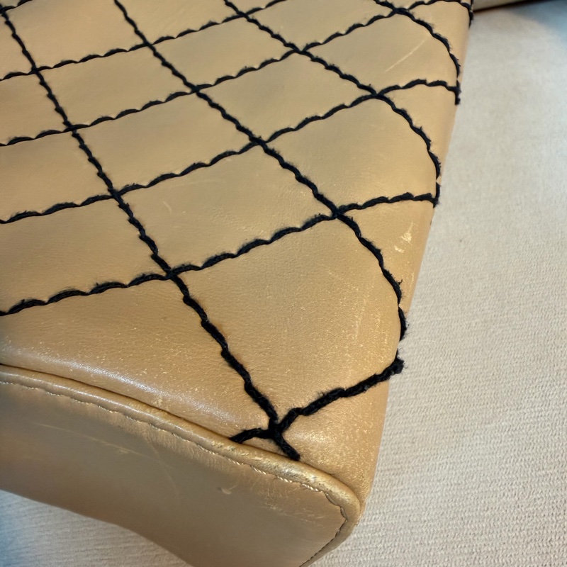 Chanel 香奈兒  粗縫線 手提 波士頓包  32*20*15-5