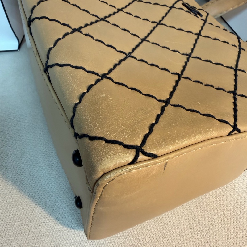 Chanel 香奈兒  粗縫線 手提 波士頓包  32*20*15-6