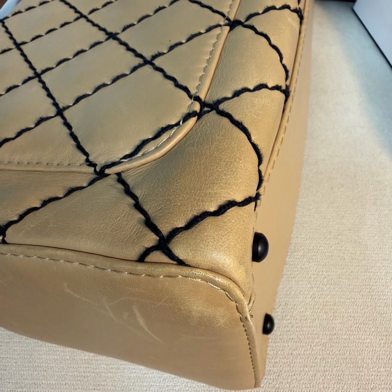 Chanel 香奈兒  粗縫線 手提 波士頓包  32*20*15-7