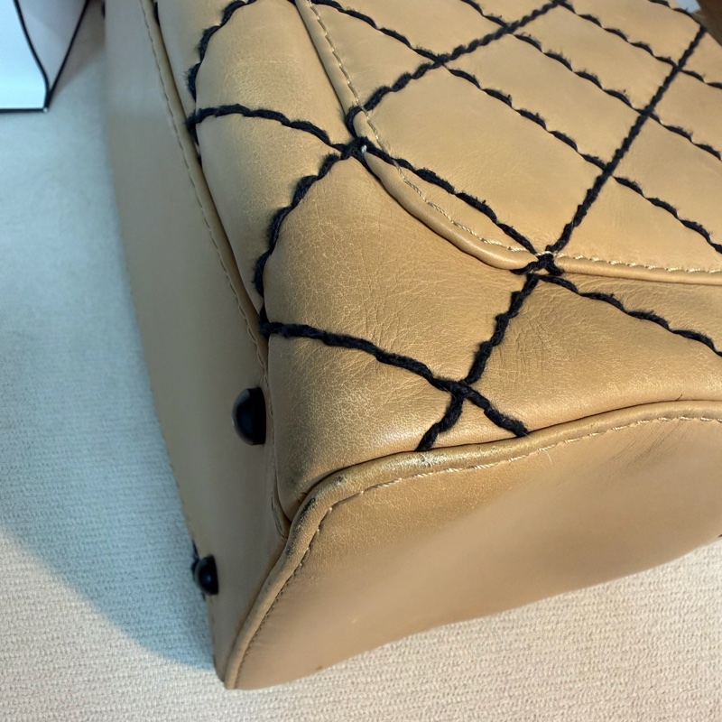 Chanel 香奈兒  粗縫線 手提 波士頓包  32*20*15-8