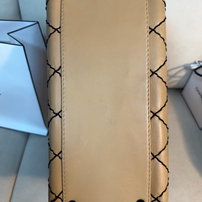 Chanel 香奈兒  粗縫線 手提 波士頓包  32*20*15-9