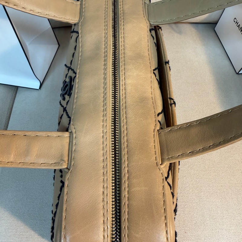 Chanel 香奈兒  粗縫線 手提 波士頓包  32*20*15-10