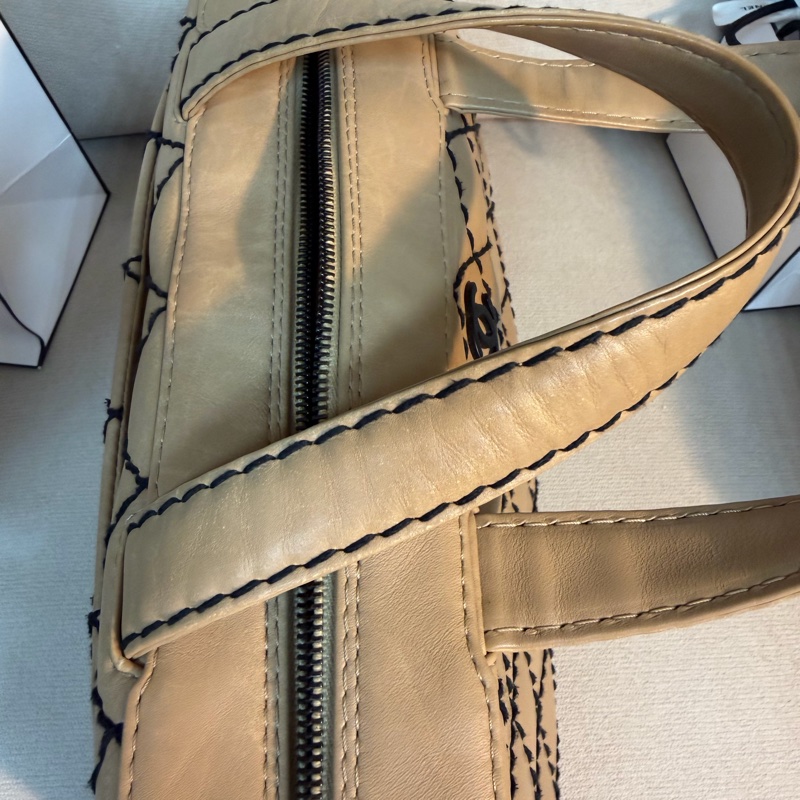 Chanel 香奈兒  粗縫線 手提 波士頓包  32*20*15-11