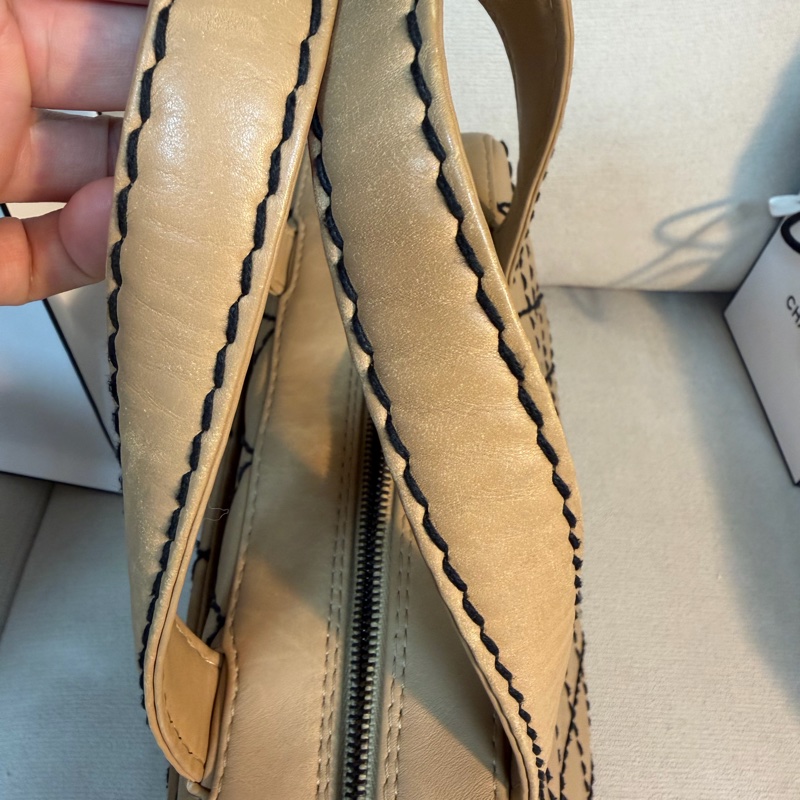 Chanel 香奈兒  粗縫線 手提 波士頓包  32*20*15-12