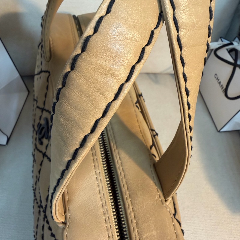 Chanel 香奈兒  粗縫線 手提 波士頓包  32*20*15-13