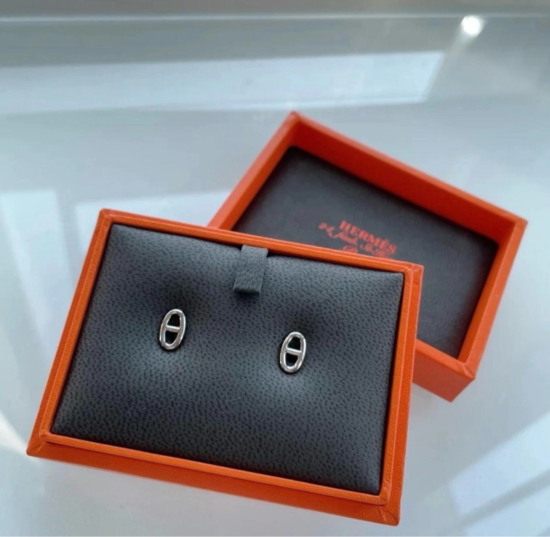 Hermes 925 純銀豬鼻耳環-3