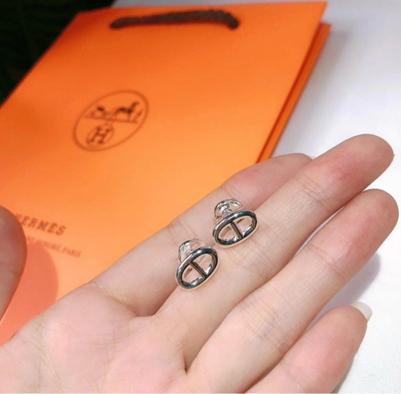 Hermes 925 純銀豬鼻耳環-4