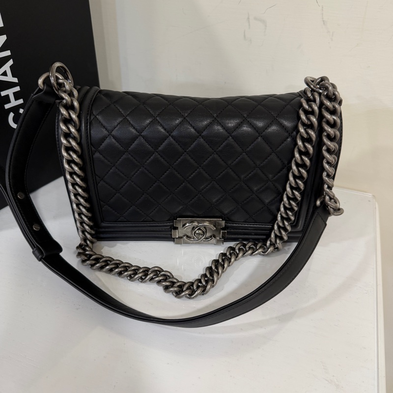 全配❤️ 香奈兒 #黑銀 #leboy25 #中號 #牛皮-1