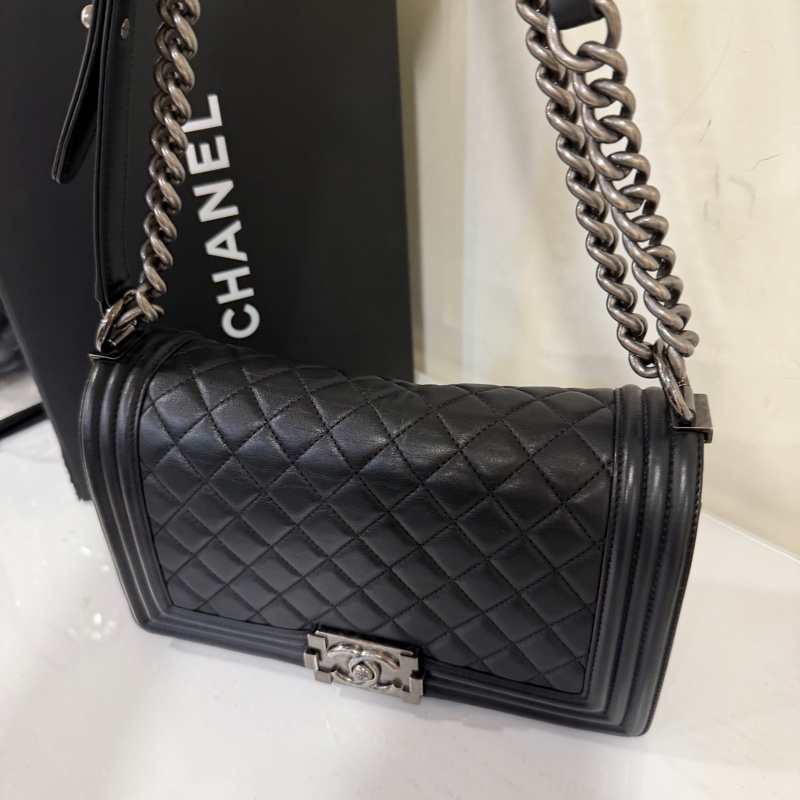 全配❤️ 香奈兒 #黑銀 #leboy25 #中號 #牛皮-3