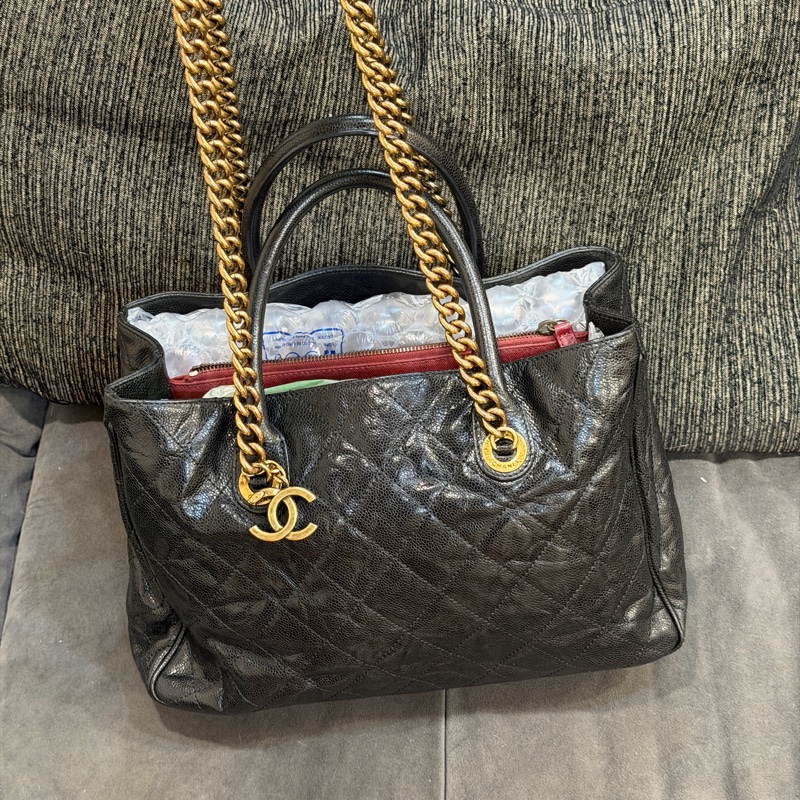🈶保卡❤️ 香奈兒 #黑金 #荔枝皮 #托特包 #孟買系列-4