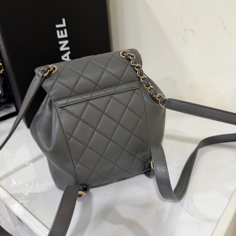 全新全配🈶購證❤️香奈兒 #灰金 #duma #雙肩包 #小號-6