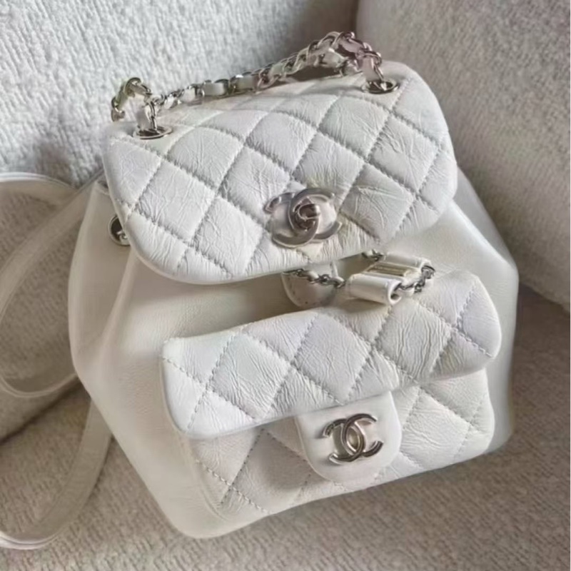 大全配🈶台灣購證❤️ 香奈兒 #白金 #duma #油蠟牛皮 #雙肩包 小號-7