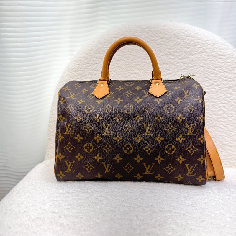 路易威登LV Speedy Bandoulière 30 原花背帶款手提斜背波士頓包 M41112-3