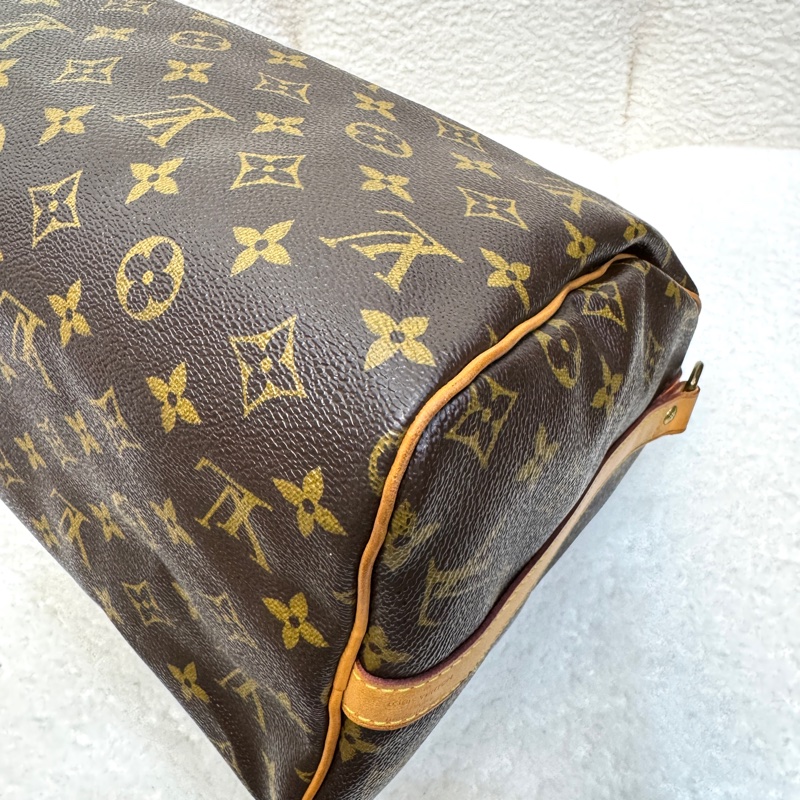 路易威登LV Speedy Bandoulière 30 原花背帶款手提斜背波士頓包 M41112-13
