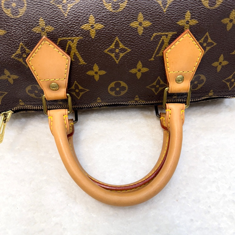 路易威登LV Speedy Bandoulière 30 原花背帶款手提斜背波士頓包 M41112-15